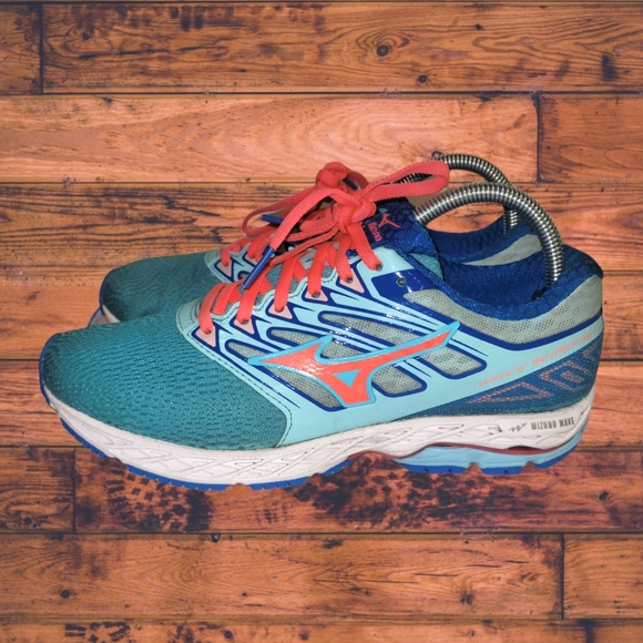 Mizuno Shoes - Mizuno Women's Wave Shadow Running Shoes, Topaz/Coral/Blue